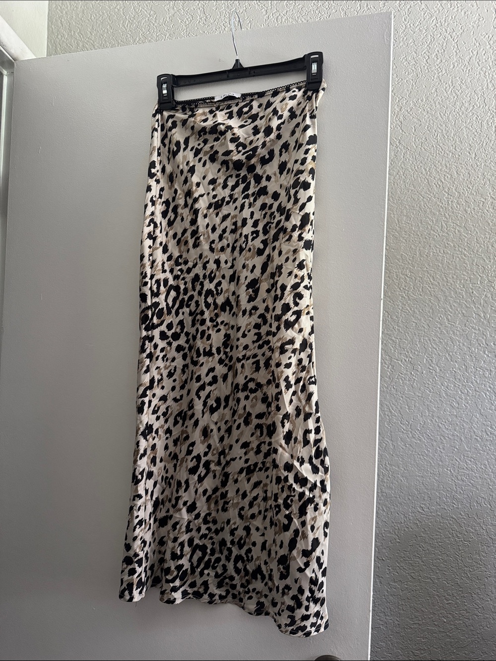Leopard Print Maxi Skirt - Black on Cream